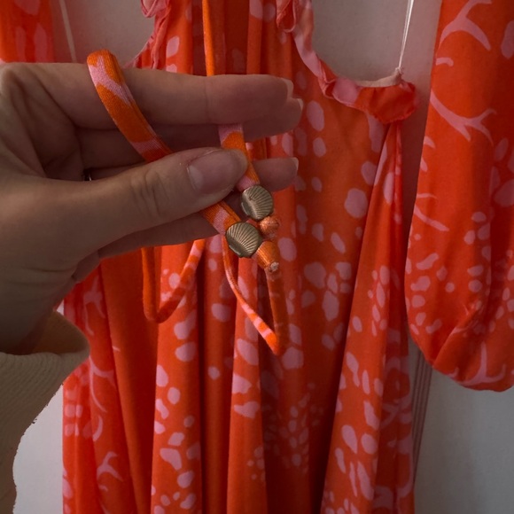 PatBo Coral Print Beach Dress Orange Pink sz S - Picture 9 of 16